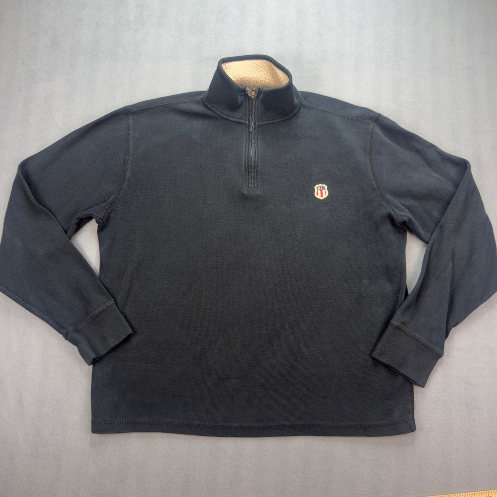 Polo Ralph Lauren 1/4 Zip Pullover Size XL Navy Blue Ribbed Sherpa Neck